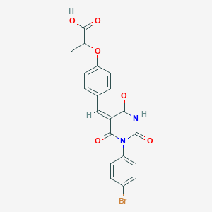 molecular formula C20H15BrN2O6 B5311405 2-(4-{[1-(4-bromophenyl)-2,4,6-trioxotetrahydro-5(2H)-pyrimidinylidene]methyl}phenoxy)propanoic acid 
