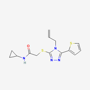 molecular formula C14H16N4OS2 B5311418 2-{[4-allyl-5-(2-thienyl)-4H-1,2,4-triazol-3-yl]thio}-N-cyclopropylacetamide 