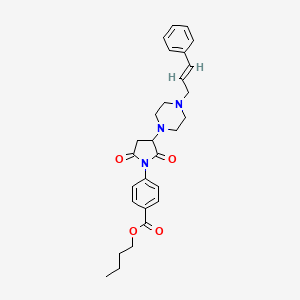 molecular formula C28H33N3O4 B5311419 butyl 4-{2,5-dioxo-3-[4-(3-phenyl-2-propen-1-yl)-1-piperazinyl]-1-pyrrolidinyl}benzoate 