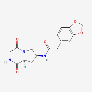 molecular formula C16H17N3O5 B5311434 2-(1,3-benzodioxol-5-yl)-N-[(7S,8aS)-1,4-dioxooctahydropyrrolo[1,2-a]pyrazin-7-yl]acetamide 