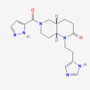 molecular formula C17H22N6O2 B5311441 (4aS*,8aR*)-1-[2-(1H-imidazol-4-yl)ethyl]-6-(1H-pyrazol-3-ylcarbonyl)octahydro-1,6-naphthyridin-2(1H)-one 