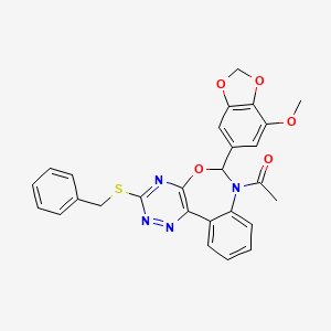 molecular formula C27H22N4O5S B5311451 7-acetyl-3-(benzylthio)-6-(7-methoxy-1,3-benzodioxol-5-yl)-6,7-dihydro[1,2,4]triazino[5,6-d][3,1]benzoxazepine 