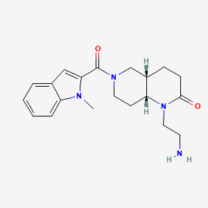 molecular formula C20H26N4O2 B5311534 rel-(4aS,8aR)-1-(2-aminoethyl)-6-[(1-methyl-1H-indol-2-yl)carbonyl]octahydro-1,6-naphthyridin-2(1H)-one hydrochloride 