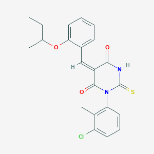 molecular formula C22H21ClN2O3S B5311566 5-(2-sec-butoxybenzylidene)-1-(3-chloro-2-methylphenyl)-2-thioxodihydro-4,6(1H,5H)-pyrimidinedione 