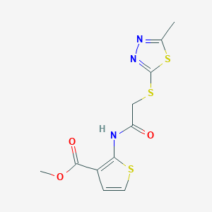 molecular formula C11H11N3O3S3 B5311594 methyl 2-({[(5-methyl-1,3,4-thiadiazol-2-yl)thio]acetyl}amino)-3-thiophenecarboxylate 