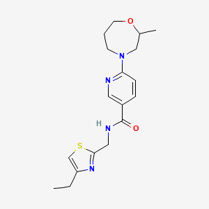 molecular formula C18H24N4O2S B5311613 N-[(4-ethyl-1,3-thiazol-2-yl)methyl]-6-(2-methyl-1,4-oxazepan-4-yl)nicotinamide 