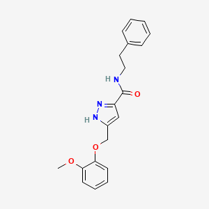 molecular formula C20H21N3O3 B5311619 5-[(2-methoxyphenoxy)methyl]-N-(2-phenylethyl)-1H-pyrazole-3-carboxamide 