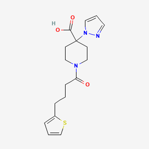 4-(1H-pyrazol-1-yl)-1-[4-(2-thienyl)butanoyl]piperidine-4-carboxylic acid