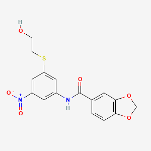 molecular formula C16H14N2O6S B5311677 N-{3-[(2-hydroxyethyl)thio]-5-nitrophenyl}-1,3-benzodioxole-5-carboxamide 