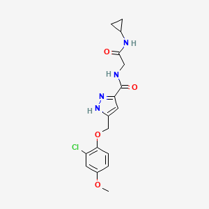 molecular formula C17H19ClN4O4 B5311689 5-[(2-chloro-4-methoxyphenoxy)methyl]-N-[2-(cyclopropylamino)-2-oxoethyl]-1H-pyrazole-3-carboxamide 