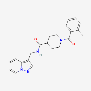 molecular formula C22H24N4O2 B5311709 1-(2-methylbenzoyl)-N-(pyrazolo[1,5-a]pyridin-3-ylmethyl)piperidine-4-carboxamide 