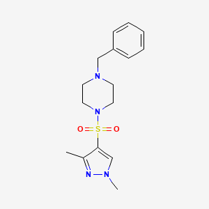 molecular formula C16H22N4O2S B5311721 1-benzyl-4-[(1,3-dimethyl-1H-pyrazol-4-yl)sulfonyl]piperazine 