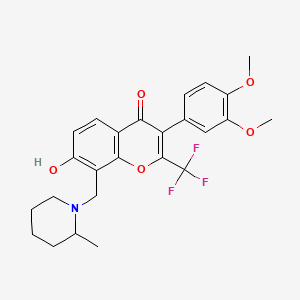 3-(3,4-dimethoxyphenyl)-7-hydroxy-8-[(2-methyl-1-piperidinyl)methyl]-2-(trifluoromethyl)-4H-chromen-4-one