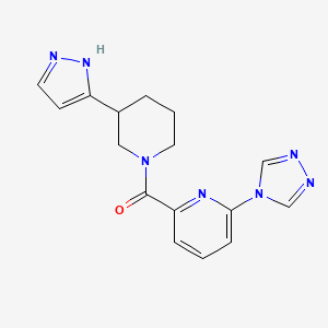 molecular formula C16H17N7O B5311755 2-{[3-(1H-pyrazol-5-yl)piperidin-1-yl]carbonyl}-6-(4H-1,2,4-triazol-4-yl)pyridine 