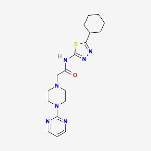 molecular formula C18H25N7OS B5311767 N-(5-cyclohexyl-1,3,4-thiadiazol-2-yl)-2-[4-(2-pyrimidinyl)-1-piperazinyl]acetamide 