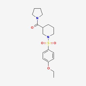 molecular formula C18H26N2O4S B5311789 1-[(4-ethoxyphenyl)sulfonyl]-3-(1-pyrrolidinylcarbonyl)piperidine 