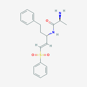 molecular formula C20H24N2O3S B531179 (S)-2-Amino-N-((S,E)-5-phenyl-1-(phenylsulfonyl)pent-1-en-3-yl)propanamide 
