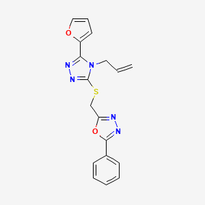molecular formula C18H15N5O2S B5311811 2-({[4-allyl-5-(2-furyl)-4H-1,2,4-triazol-3-yl]thio}methyl)-5-phenyl-1,3,4-oxadiazole 