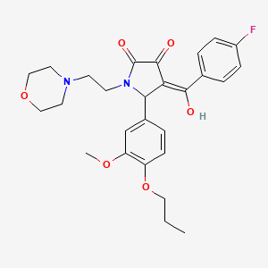 molecular formula C27H31FN2O6 B5311828 4-(4-fluorobenzoyl)-3-hydroxy-5-(3-methoxy-4-propoxyphenyl)-1-[2-(4-morpholinyl)ethyl]-1,5-dihydro-2H-pyrrol-2-one 