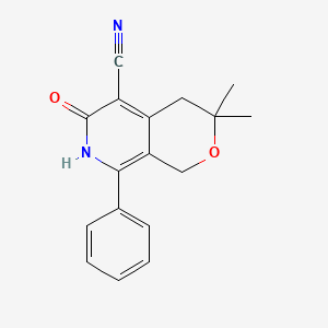 molecular formula C17H16N2O2 B5311907 3,3-dimethyl-6-oxo-8-phenyl-3,4,6,7-tetrahydro-1H-pyrano[3,4-c]pyridine-5-carbonitrile 