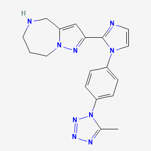 molecular formula C18H19N9 B5311952 2-{1-[4-(5-methyl-1H-tetrazol-1-yl)phenyl]-1H-imidazol-2-yl}-5,6,7,8-tetrahydro-4H-pyrazolo[1,5-a][1,4]diazepine hydrochloride 