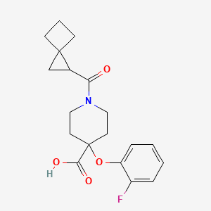 molecular formula C19H22FNO4 B5311981 4-(2-fluorophenoxy)-1-(spiro[2.3]hex-1-ylcarbonyl)piperidine-4-carboxylic acid 