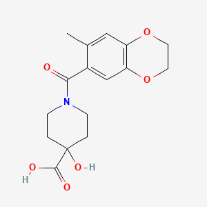 4-hydroxy-1-[(7-methyl-2,3-dihydro-1,4-benzodioxin-6-yl)carbonyl]piperidine-4-carboxylic acid
