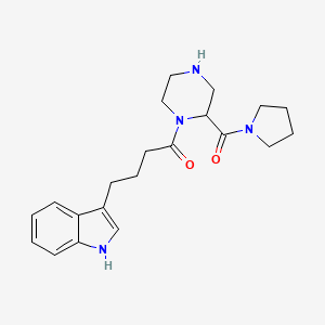 molecular formula C21H28N4O2 B5311993 3-{4-oxo-4-[2-(1-pyrrolidinylcarbonyl)-1-piperazinyl]butyl}-1H-indole 