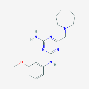 molecular formula C17H24N6O B5312045 6-(azepan-1-ylmethyl)-N-(3-methoxyphenyl)-1,3,5-triazine-2,4-diamine 