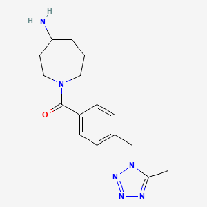 molecular formula C16H22N6O B5312059 1-{4-[(5-methyl-1H-tetrazol-1-yl)methyl]benzoyl}-4-azepanamine 
