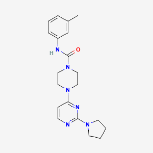 molecular formula C20H26N6O B5312129 N-(3-methylphenyl)-4-[2-(1-pyrrolidinyl)-4-pyrimidinyl]-1-piperazinecarboxamide 