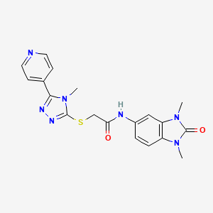 molecular formula C19H19N7O2S B5312130 N-(1,3-dimethyl-2-oxo-2,3-dihydro-1H-benzimidazol-5-yl)-2-{[4-methyl-5-(4-pyridinyl)-4H-1,2,4-triazol-3-yl]thio}acetamide 