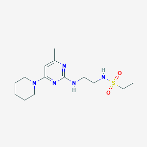 molecular formula C14H25N5O2S B5312174 N-(2-{[4-methyl-6-(1-piperidinyl)-2-pyrimidinyl]amino}ethyl)ethanesulfonamide 