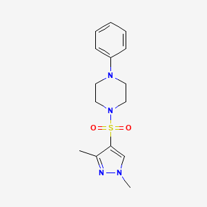 molecular formula C15H20N4O2S B5312289 1-[(1,3-dimethyl-1H-pyrazol-4-yl)sulfonyl]-4-phenylpiperazine 