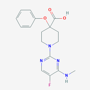 molecular formula C17H19FN4O3 B5312309 1-[5-fluoro-4-(methylamino)pyrimidin-2-yl]-4-phenoxypiperidine-4-carboxylic acid 