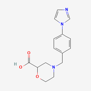 molecular formula C15H17N3O3 B5312401 4-[4-(1H-imidazol-1-yl)benzyl]-2-morpholinecarboxylic acid 