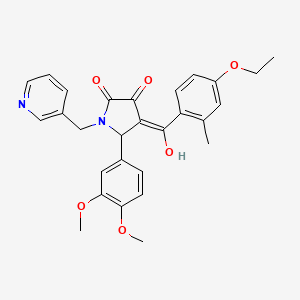 molecular formula C28H28N2O6 B5312464 5-(3,4-DIMETHOXYPHENYL)-4-(4-ETHOXY-2-METHYLBENZOYL)-3-HYDROXY-1-[(PYRIDIN-3-YL)METHYL]-2,5-DIHYDRO-1H-PYRROL-2-ONE 