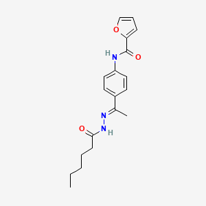N-[4-(N-hexanoylethanehydrazonoyl)phenyl]-2-furamide