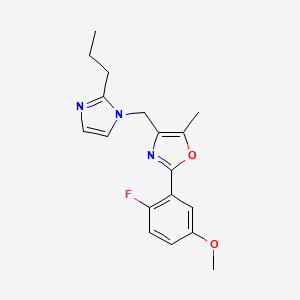 molecular formula C18H20FN3O2 B5312493 2-(2-fluoro-5-methoxyphenyl)-5-methyl-4-[(2-propyl-1H-imidazol-1-yl)methyl]-1,3-oxazole hydrochloride 