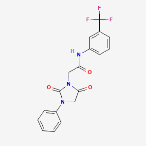 molecular formula C18H14F3N3O3 B5312550 2-(2,5-dioxo-3-phenyl-1-imidazolidinyl)-N-[3-(trifluoromethyl)phenyl]acetamide 