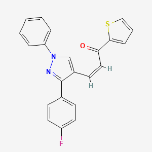 molecular formula C22H15FN2OS B5312569 3-[3-(4-fluorophenyl)-1-phenyl-1H-pyrazol-4-yl]-1-(2-thienyl)-2-propen-1-one 