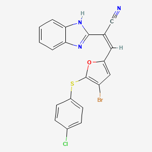molecular formula C20H11BrClN3OS B5312602 2-(1H-benzimidazol-2-yl)-3-{4-bromo-5-[(4-chlorophenyl)thio]-2-furyl}acrylonitrile 