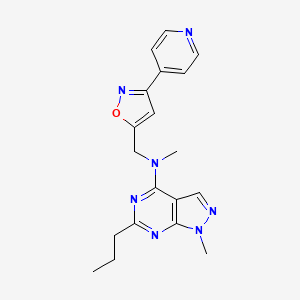 molecular formula C19H21N7O B5312621 N,1-dimethyl-6-propyl-N-{[3-(4-pyridinyl)-5-isoxazolyl]methyl}-1H-pyrazolo[3,4-d]pyrimidin-4-amine 