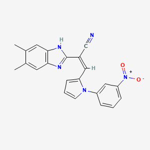 molecular formula C22H17N5O2 B5312646 2-(5,6-dimethyl-1H-benzimidazol-2-yl)-3-[1-(3-nitrophenyl)-1H-pyrrol-2-yl]acrylonitrile 