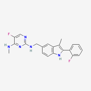 molecular formula C21H19F2N5 B5312654 5-fluoro-N~2~-{[2-(2-fluorophenyl)-3-methyl-1H-indol-5-yl]methyl}-N~4~-methylpyrimidine-2,4-diamine 