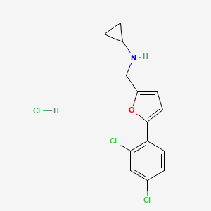molecular formula C14H14Cl3NO B5312688 N-{[5-(2,4-dichlorophenyl)-2-furyl]methyl}cyclopropanamine hydrochloride 