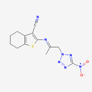 2-{[1-methyl-2-(5-nitro-2H-tetrazol-2-yl)ethylidene]amino}-4,5,6,7-tetrahydro-1-benzothiophene-3-carbonitrile