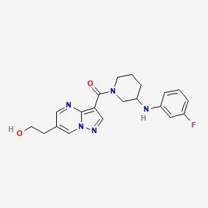 molecular formula C20H22FN5O2 B5312732 2-[3-({3-[(3-fluorophenyl)amino]-1-piperidinyl}carbonyl)pyrazolo[1,5-a]pyrimidin-6-yl]ethanol 