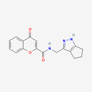 molecular formula C17H15N3O3 B5312734 4-oxo-N-(1,4,5,6-tetrahydrocyclopenta[c]pyrazol-3-ylmethyl)-4H-chromene-2-carboxamide 