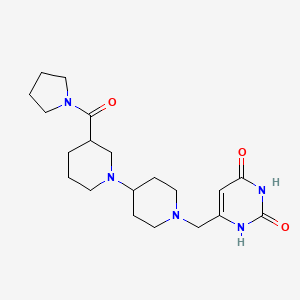 molecular formula C20H31N5O3 B5312783 6-{[3-(pyrrolidin-1-ylcarbonyl)-1,4'-bipiperidin-1'-yl]methyl}pyrimidine-2,4(1H,3H)-dione 